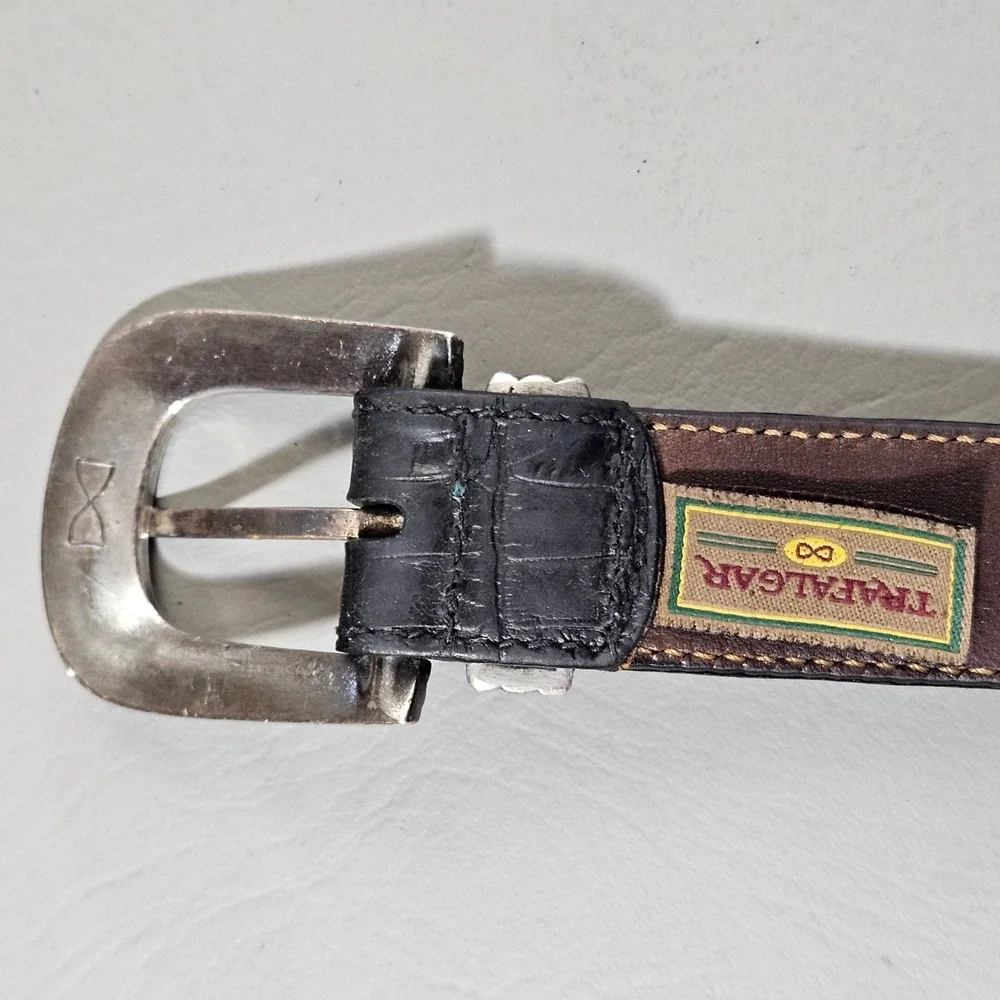 Trafalgar Mens Black Wallaroo Grained Calf Leather Belt Size 40 USA